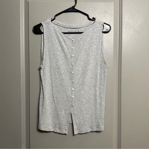 Gray Sleeveless Button-Down Top